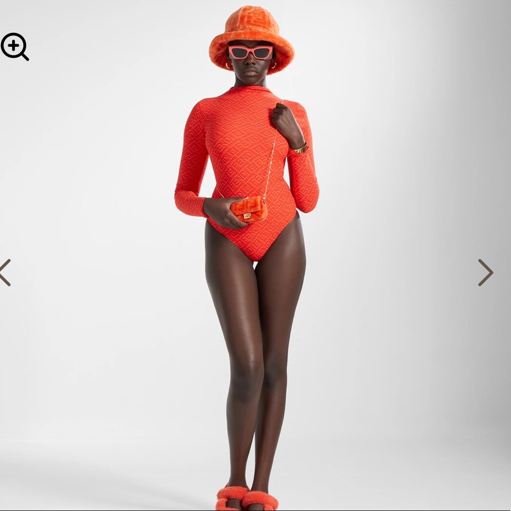 FENDI X SKIMS Mock Neck Long Sleeve Body Suit